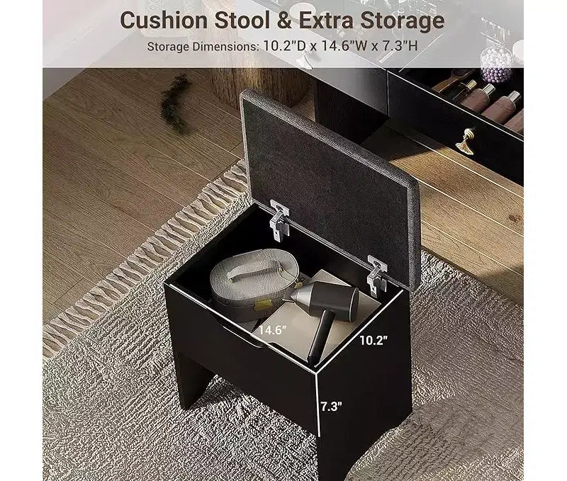 Coiffeuse avec miroir, petite coiffeuse de maquillage avec 2 tiroirs, coiffeuse pour filles femmes avec tabouret de rangement, chambre à coucher