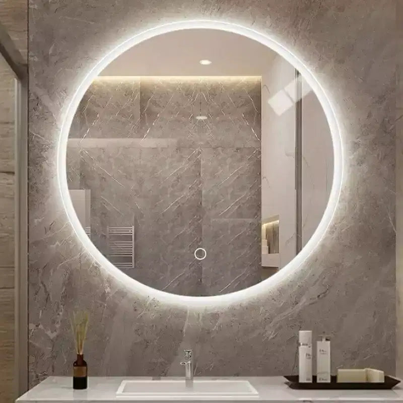 24 Inch Round Wall-Mounted LED Bathroom Vanity Mirror with Anti-Fog Adjustable Color Temperature and Dimming Function