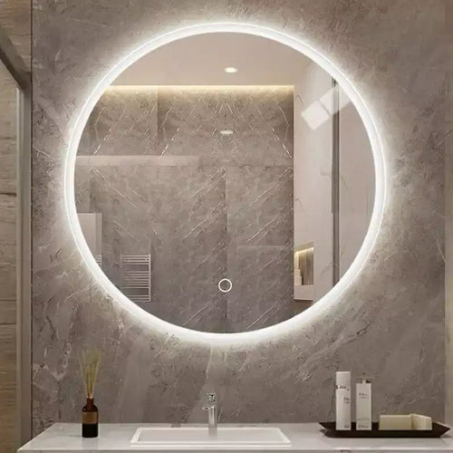 24 Inch Round Wall-Mounted LED Bathroom Vanity Mirror with Anti-Fog Adjustable Color Temperature and Dimming Function