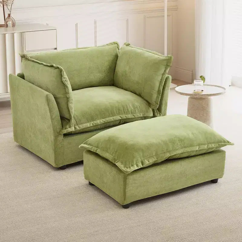 Fauteuil Canapé Moderne avec Ottoman Chaise Rembourrée Confortable pour Salon et Chambre