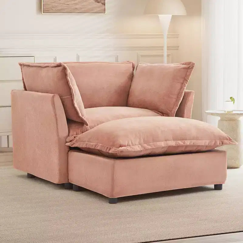 Fauteuil Canapé Moderne avec Ottoman Chaise Rembourrée Confortable pour Salon et Chambre