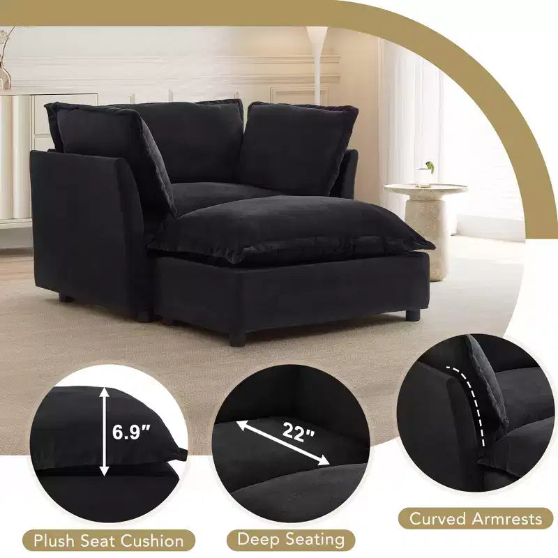 Fauteuil Canapé Moderne avec Ottoman Chaise Rembourrée Confortable pour Salon et Chambre