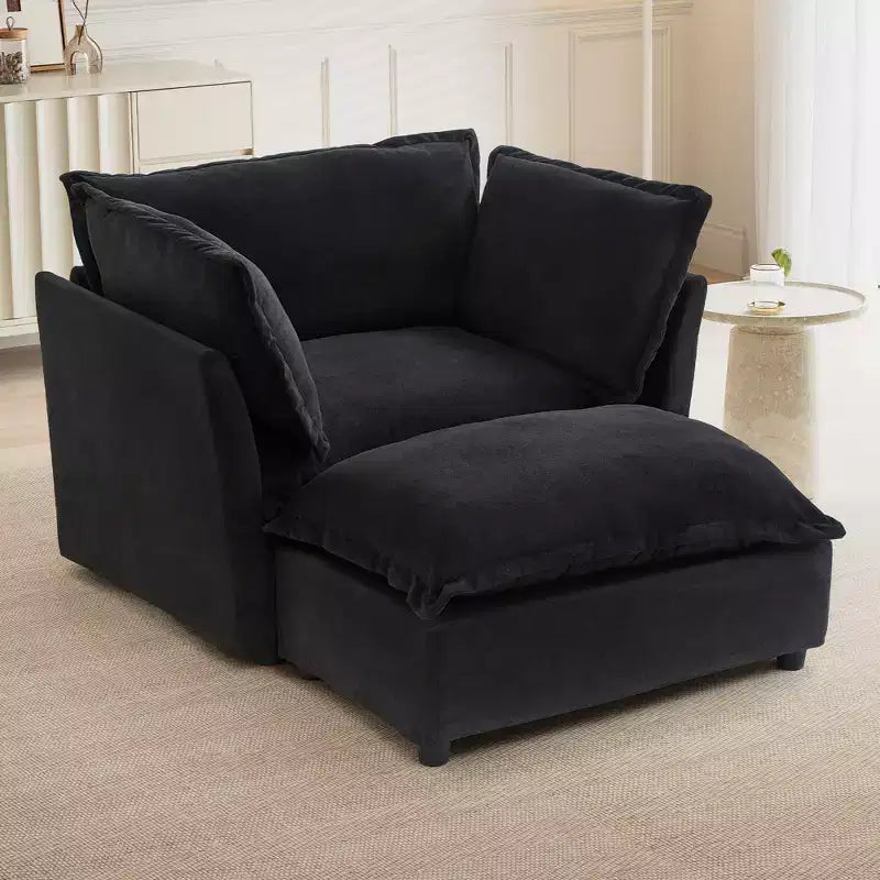 EHMKNP Modern Armchair Sofa with Ottoman  Cozy Upholstered Chair for Living Room & Bedroom