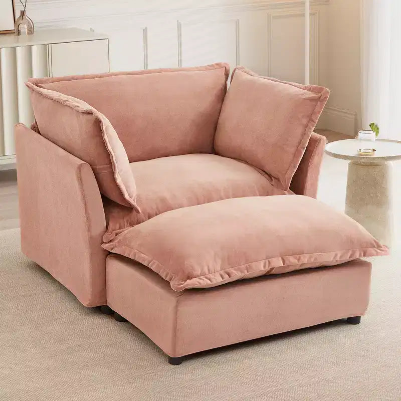 Fauteuil Canapé Moderne avec Ottoman Chaise Rembourrée Confortable pour Salon et Chambre