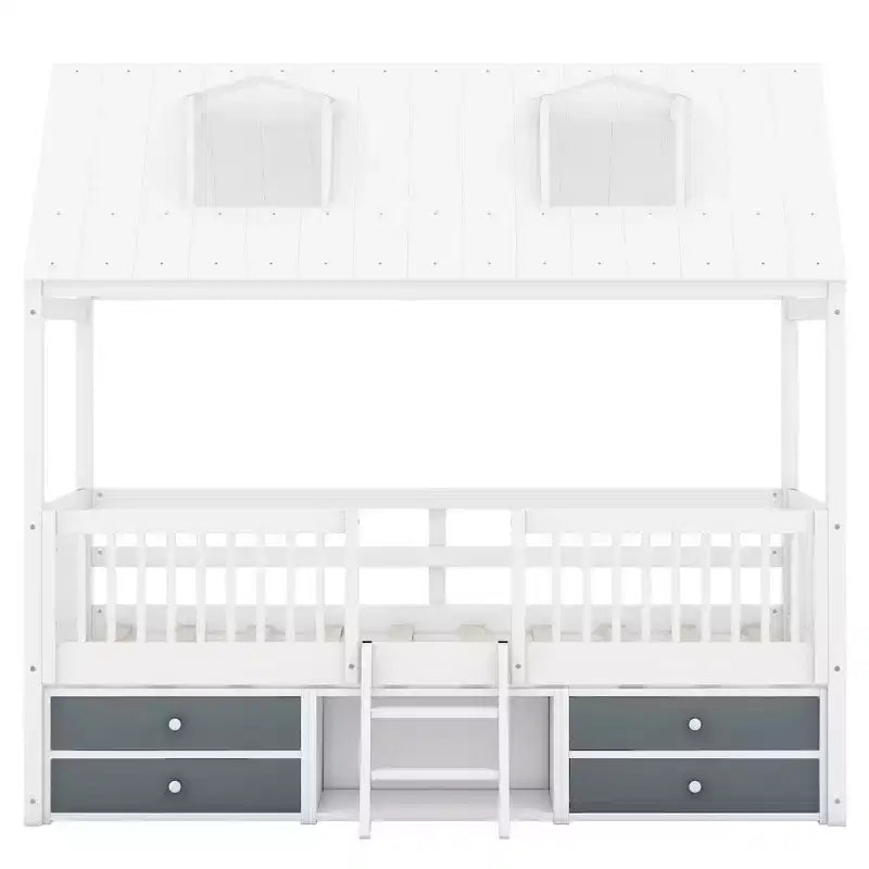 Lit mezzanine en bois avec tiroirs de taille jumelle/double