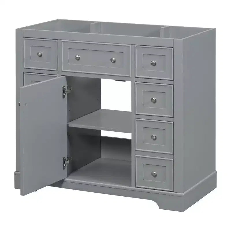 Meuble sous-vasque sans lavabo 1 porte 6 tiroirs Blanc