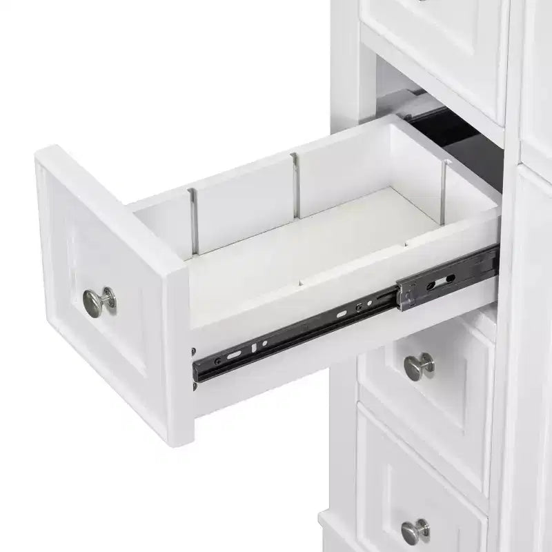 Meuble sous-vasque sans lavabo 1 porte 6 tiroirs Blanc