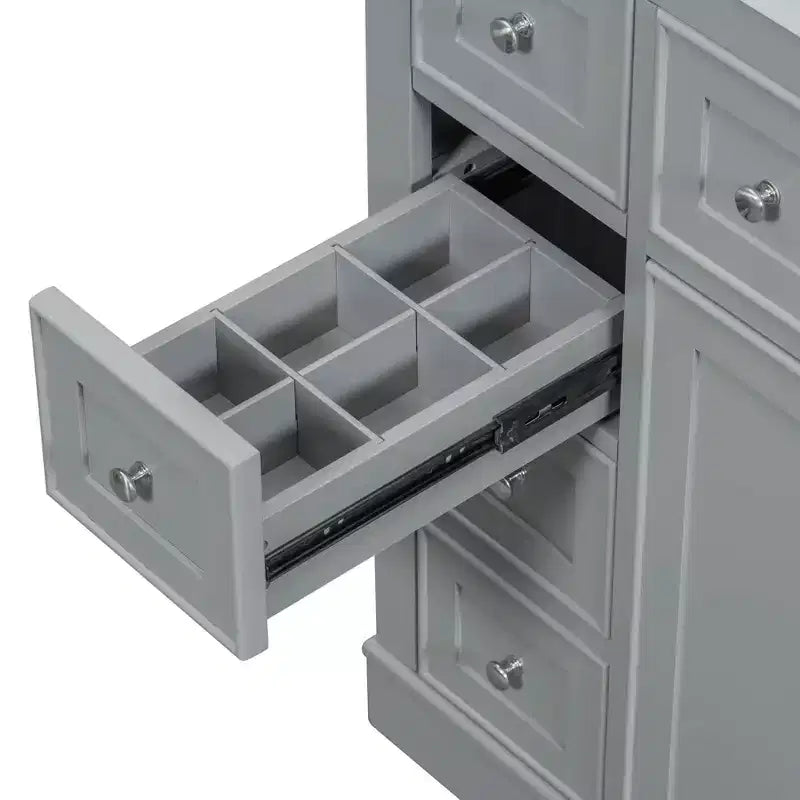 Meuble sous-vasque sans lavabo 1 porte 6 tiroirs Blanc