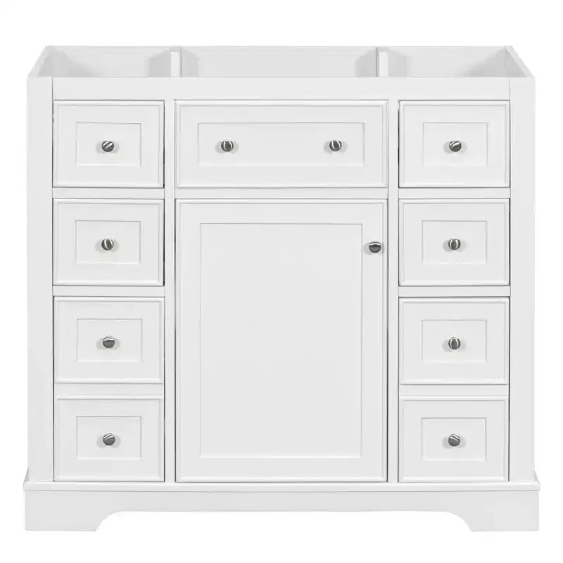 Meuble sous-vasque sans lavabo 1 porte 6 tiroirs Blanc