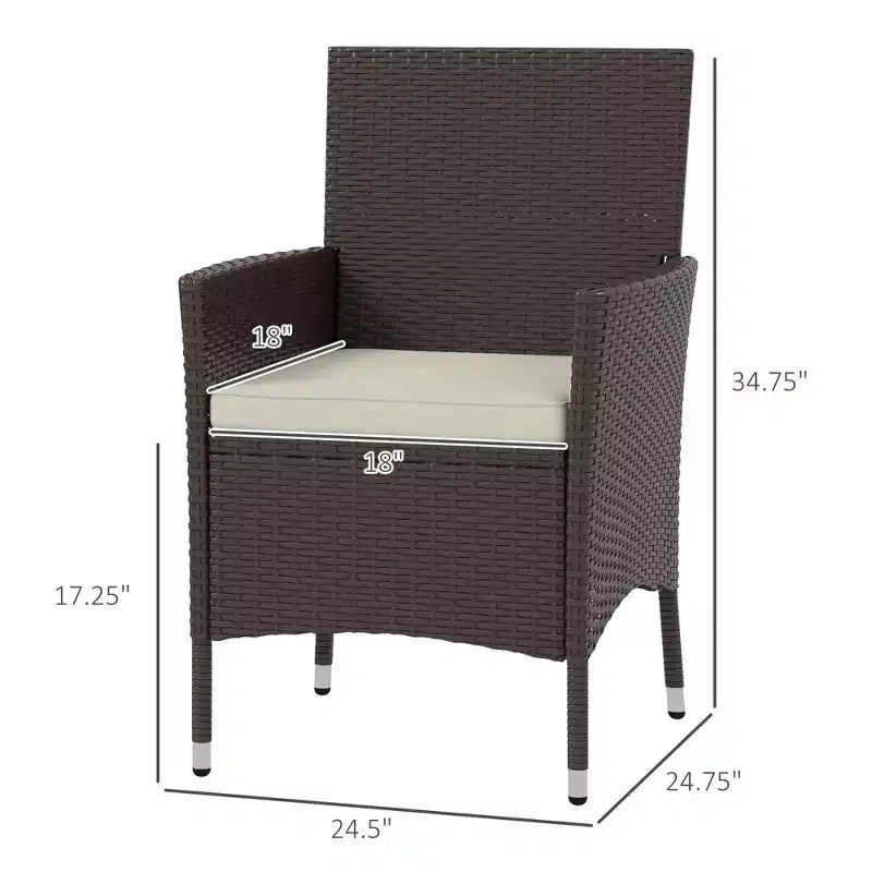 2 chaises de salle à manger en rotin avec coussins et pieds antidérapants, chaises empilables pour terrasse, jardin, pelouse