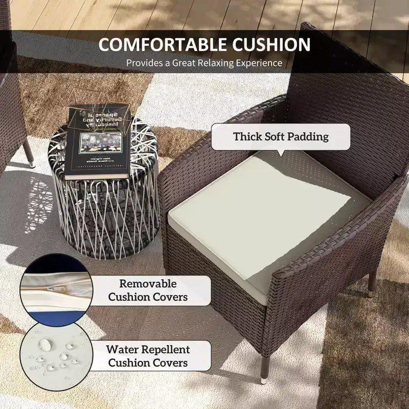 2 chaises de salle à manger en rotin avec coussins et pieds antidérapants, chaises empilables pour terrasse, jardin, pelouse