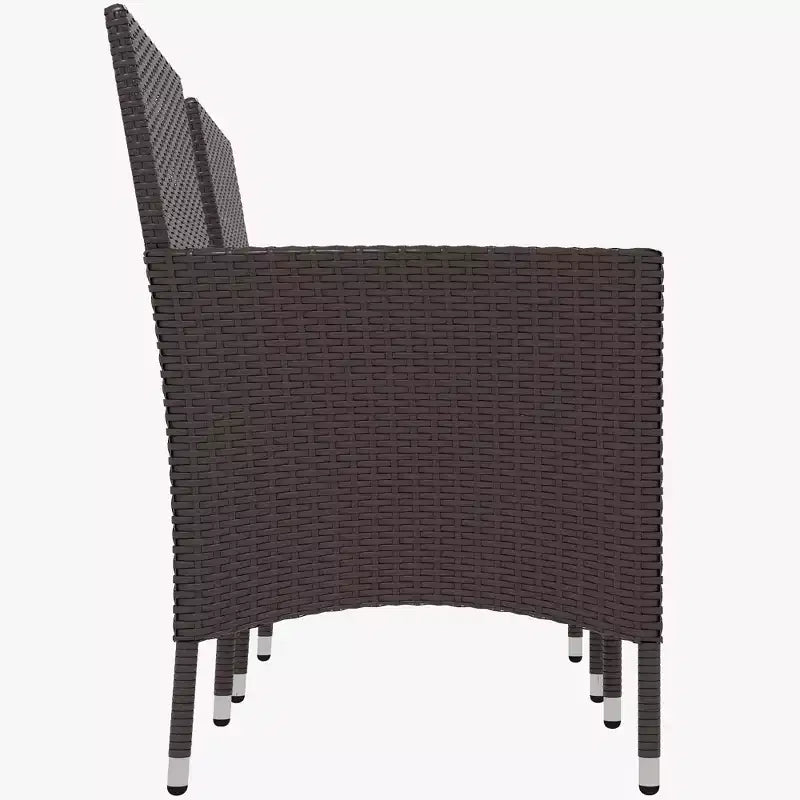 2 chaises de salle à manger en rotin avec coussins et pieds antidérapants, chaises empilables pour terrasse, jardin, pelouse