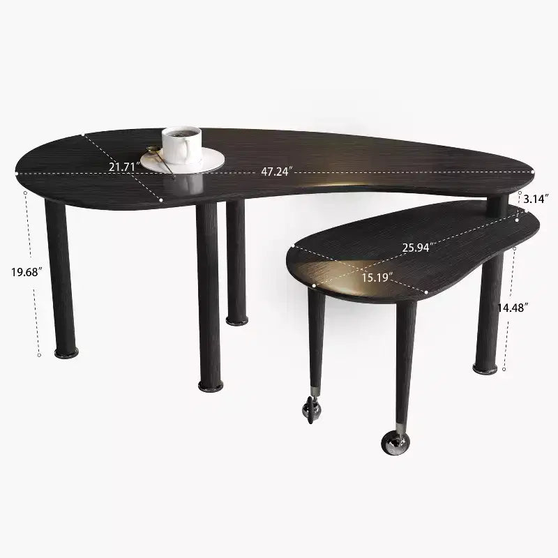 Table basse cocktail moderne rotative à 360 degrés avec pieds en bois d'hévéa