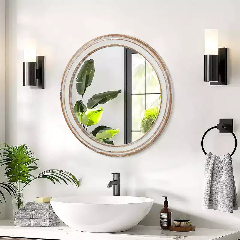 Miroir de salle de bain mural, Miroir mural rond moderne pour salle de bain, chambre à coucher