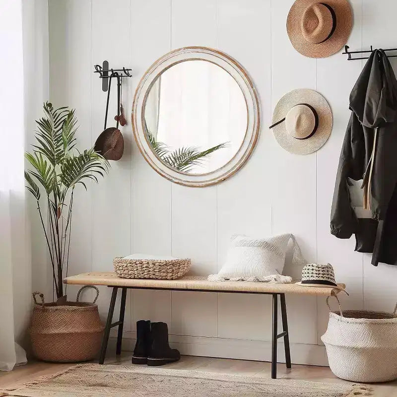 Miroir de salle de bain mural, Miroir mural rond moderne pour salle de bain, chambre à coucher
