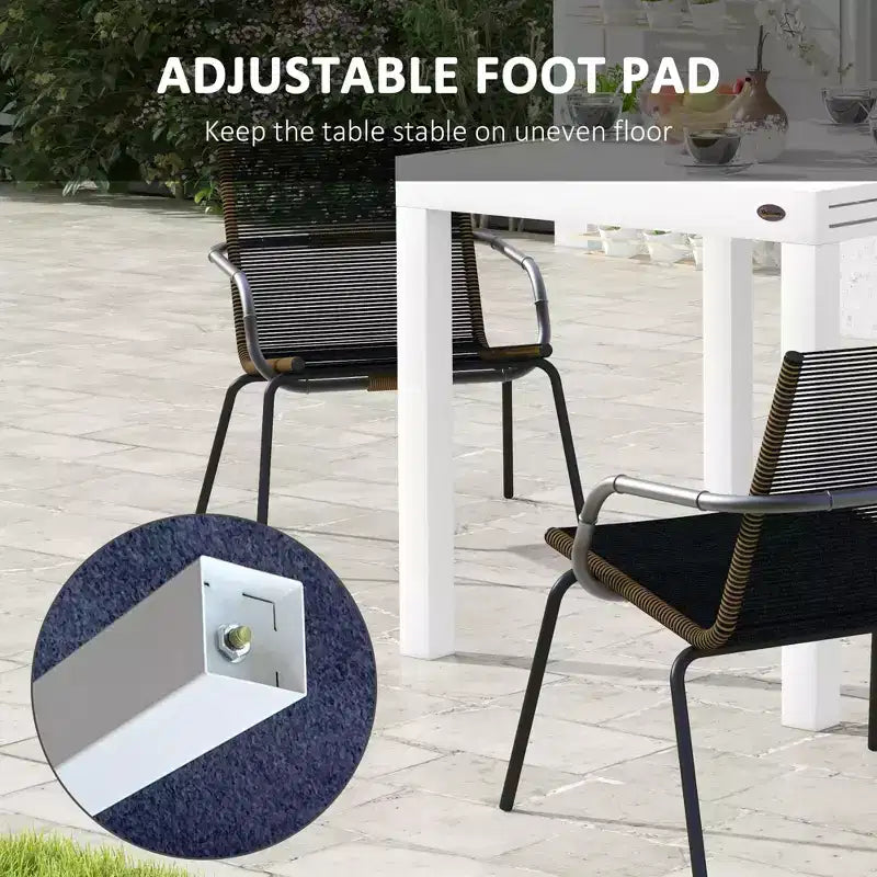 Table de patio extensible, Table à manger extérieure pour 4 à 6 personnes avec cadre en aluminium pour jardin, pelouse, balcon, terrasse
