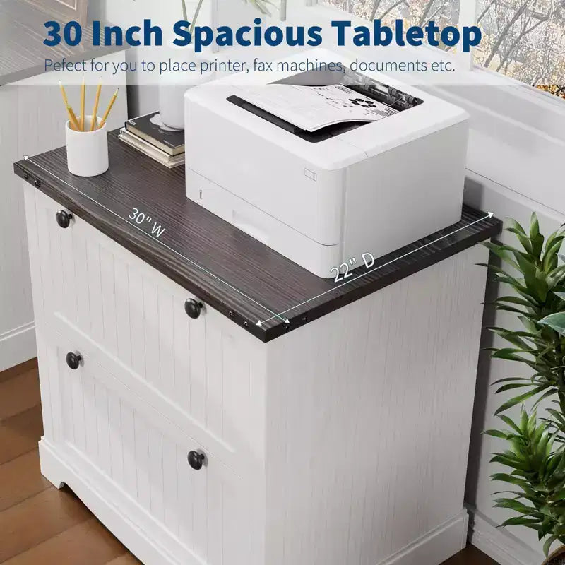 Meuble de classement de ferme à 2 tiroirs, Organiseur de rangement rustique pour documents et fournitures de bureau