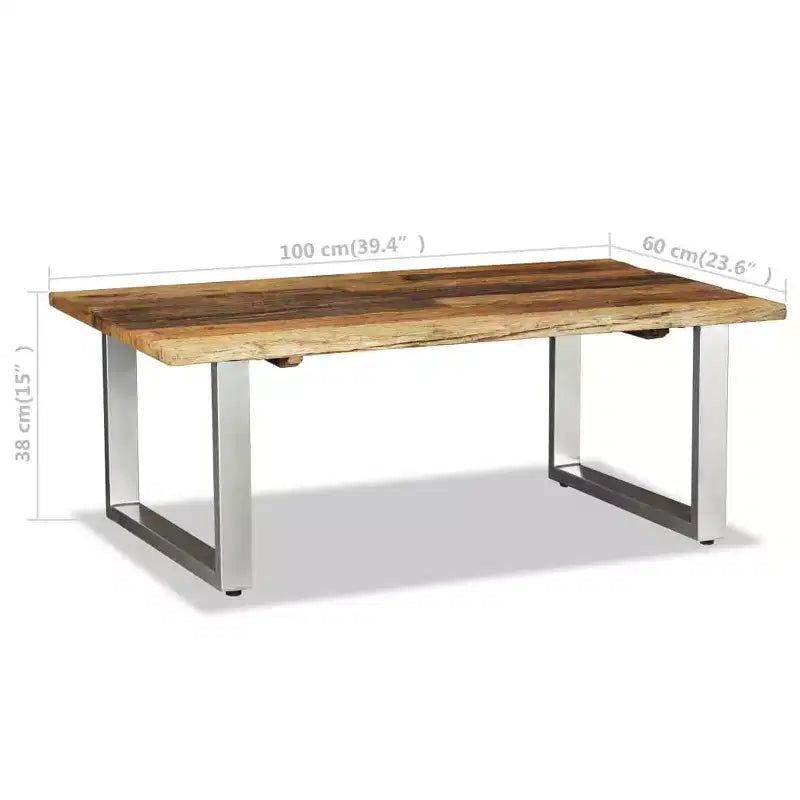 Table basse en bois massif recyclé 39,4x23,6x15