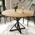 47 inch Round Dining Table - Wooden Kitchen Table for 4, Farmhouse Circle Dinner Tables with Metal Pedestal, or Kitchen, Living Room