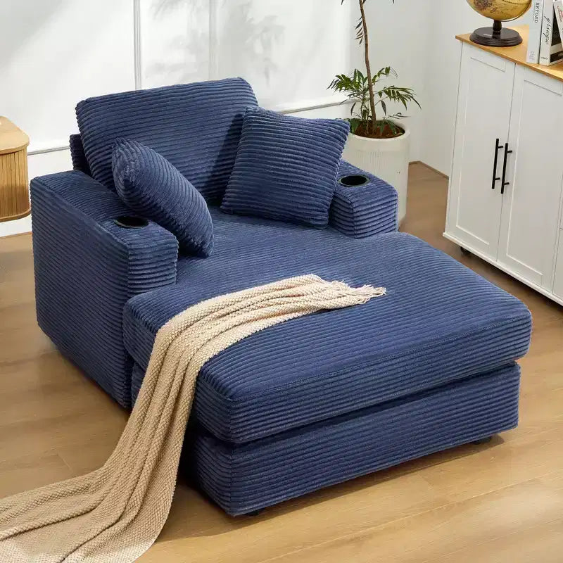Canapé inclinable en velours côtelé avec pouf Fauteuil d'appoint moderne pour salon ou chambre à coucher