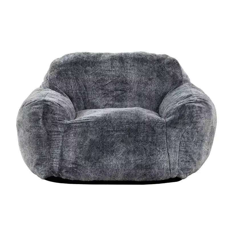 Pouf poire, fauteuil paresseux avec accoudoirs et mousse déchiquetée haute résilience, grand fauteuil de salon moderne pour salon, noir + gris