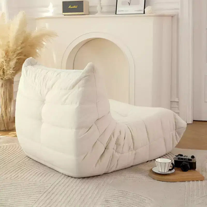 Fauteuil poire, fauteuil de sol, fauteuil de cheminée avec mousse à mémoire de forme, canapé confortable, fauteuil canapé confortable pour salon, salle de jeux, blanc cassé