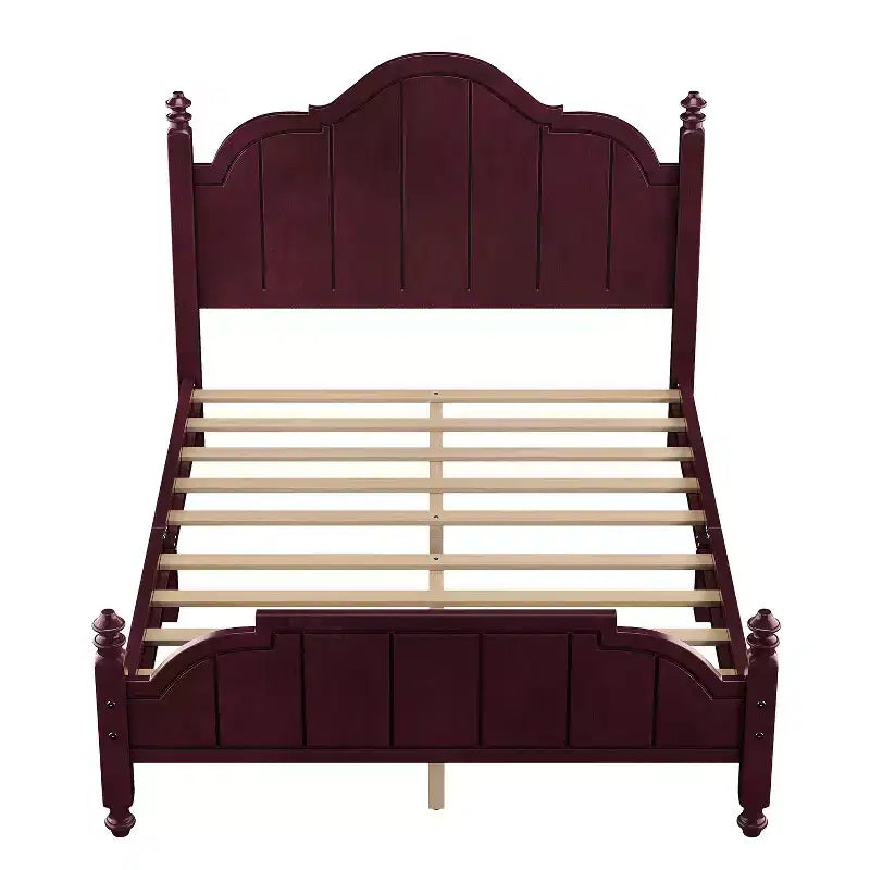 Lits plateforme vintage complets/Queen avec tête de lit et lattes de support, cadre de lit en bois massif pour chambre principale, pas besoin de sommier tapissier