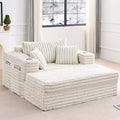 Mjkone 37''Modern Corduroy Fabric Sofa Bed Chair,Single Sofa Chair With Cup Holders,Side Pocket,Wide Armrests,Sleeper For Apartment
