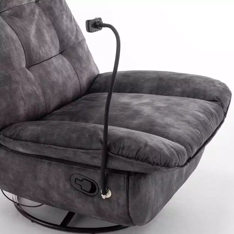 Fauteuil berçant et inclinable pivotant, support de téléphone portable en velours estampillé or, salle de lecture, marron naturel