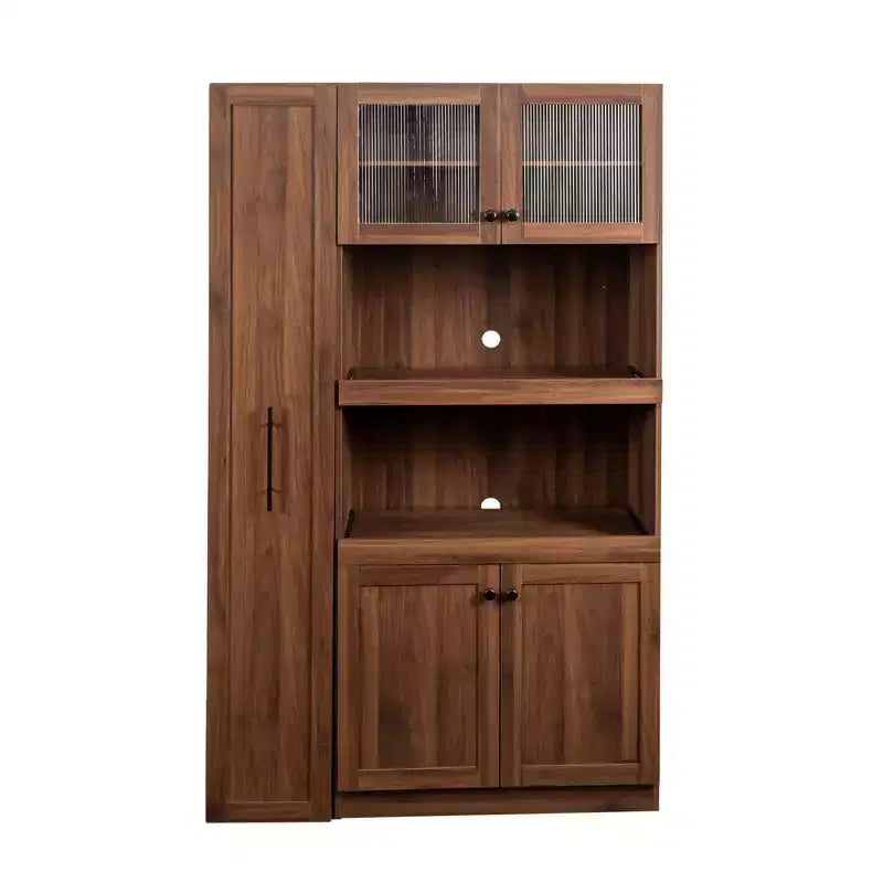 Armoire de cuisine avec étagères coulissantes, buffet de style ferme, organisateurs de garde-manger à 4 portes