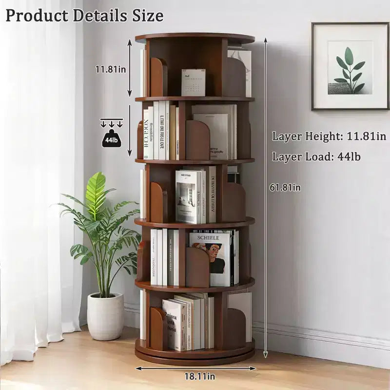 Étagère rotative à 5/6 niveaux, bibliothèque ronde moderne pivotante avec plusieurs étagères, tour de bibliothèque rotative pour chambre, salon, bureau