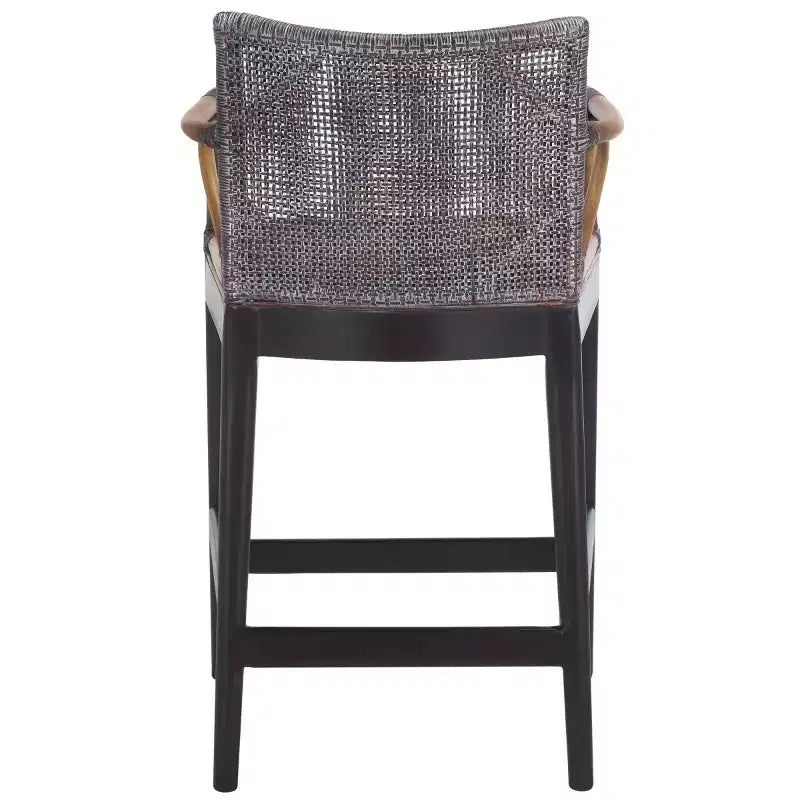 Tabouret de bar moderne | Structure en acajou + coussin en lin