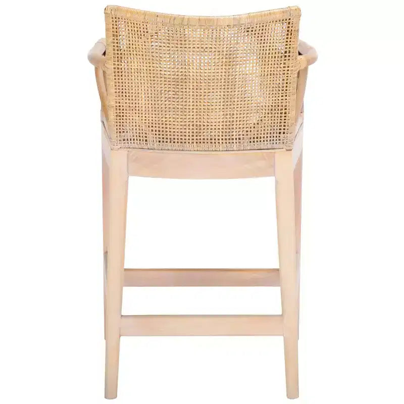 Tabouret de bar moderne | Structure en acajou + coussin en lin