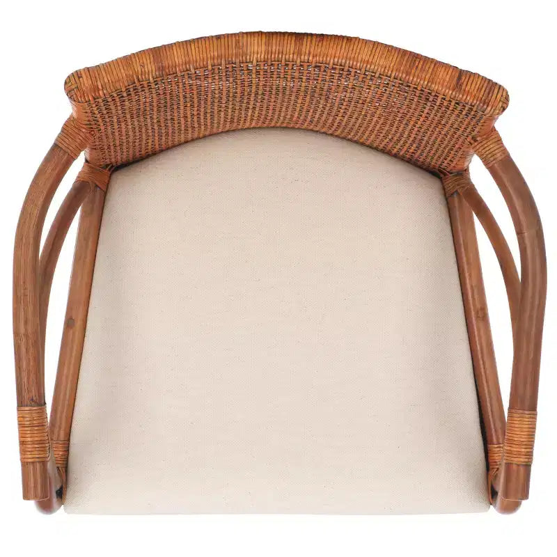 Tabouret de bar moderne | Structure en acajou + coussin en lin