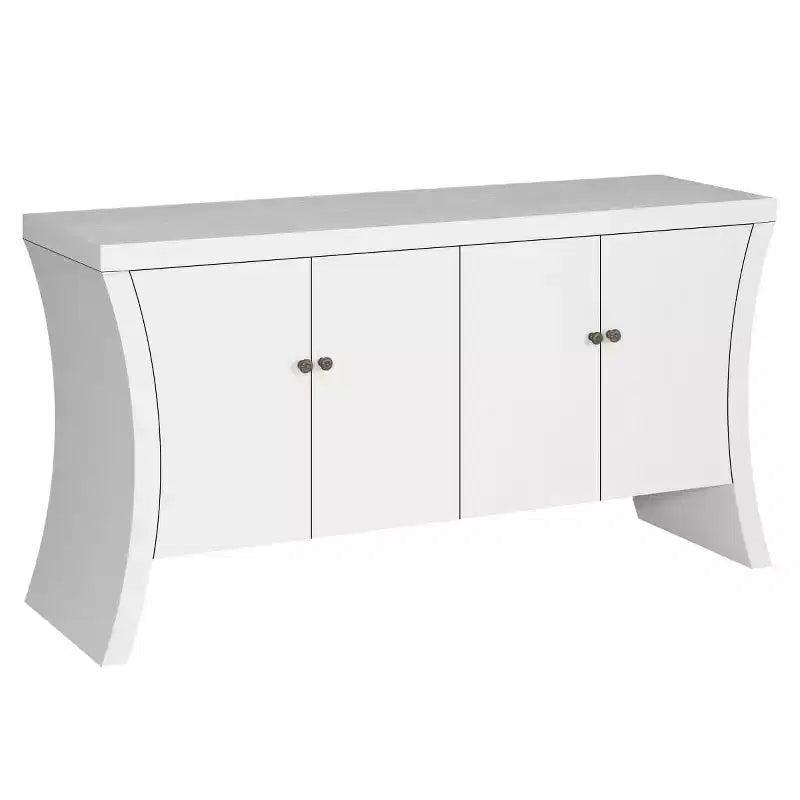 Buffet bahut moderne à 4 portes avec poignées en bronze et pieds arqués, crédence de salle à manger pour salon ou entrée