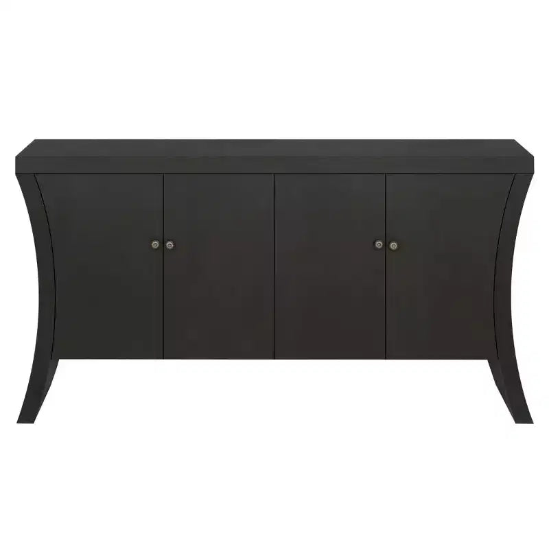 Buffet bahut moderne à 4 portes avec poignées en bronze et pieds arqués, crédence de salle à manger pour salon ou entrée
