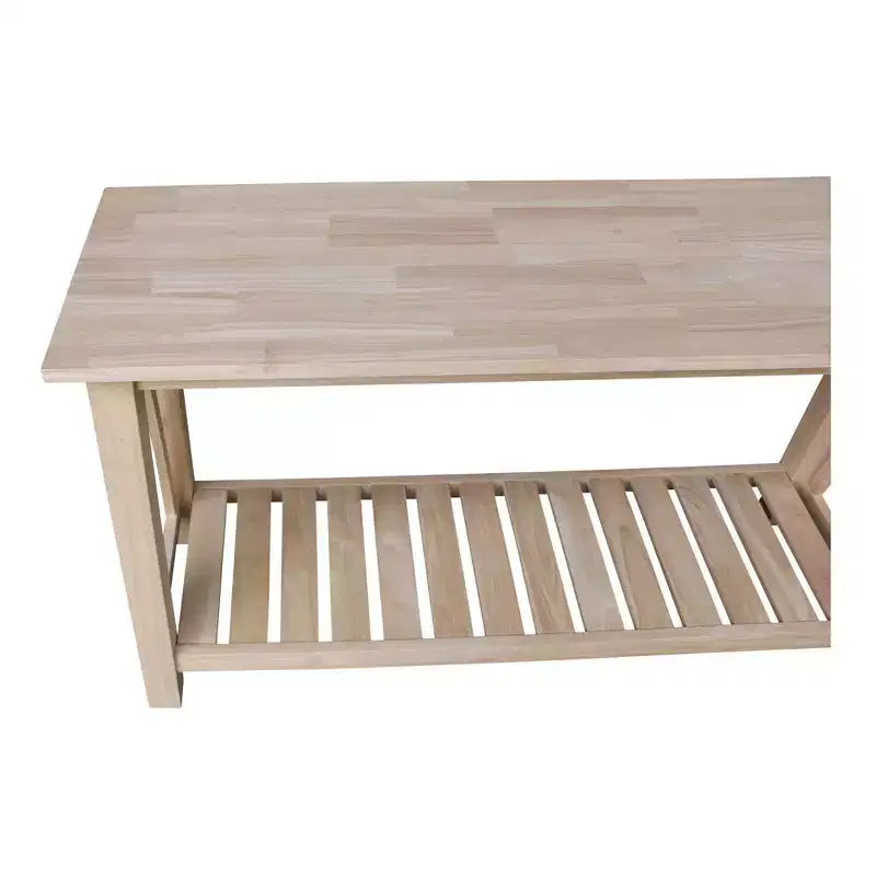 Table console canapé en bois brut, piètement en bois, forme rectangulaire, 50 po de largeur