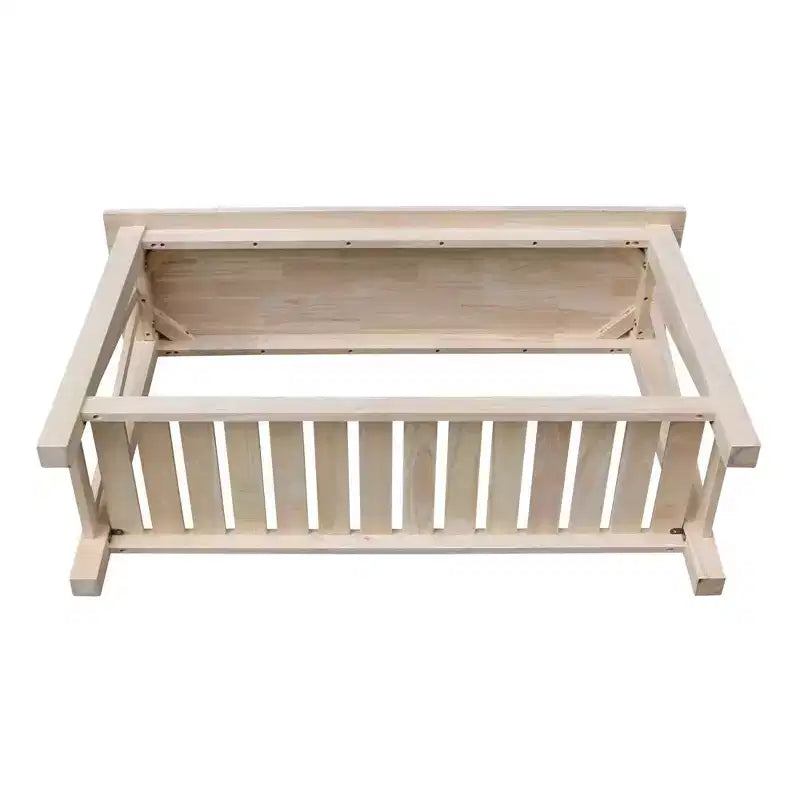 Table console canapé en bois brut, piètement en bois, forme rectangulaire, 50 po de largeur