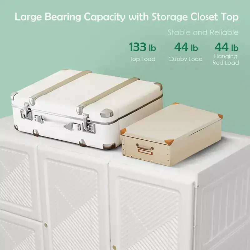 Armoire Portable, Placard Pliable Moderne avec 12 Compartiments de Rangement