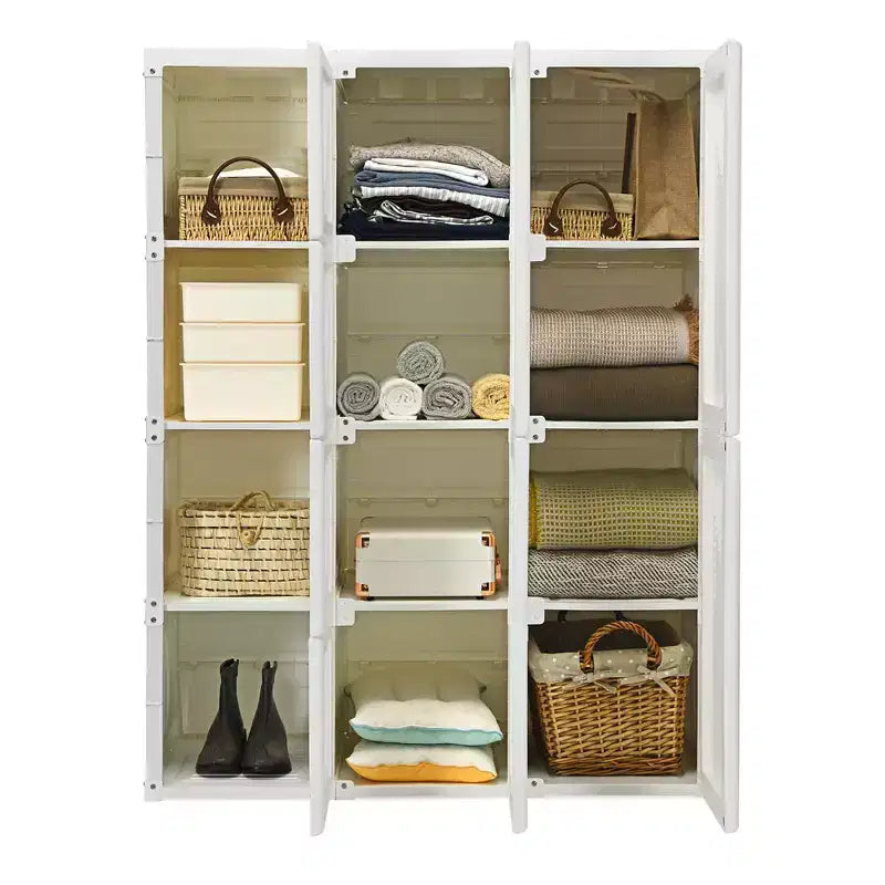 Armoire Portable, Placard Pliable Moderne avec 12 Compartiments de Rangement